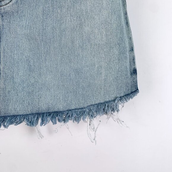 Miu Miu Blue Denim Skirt With Frayed Hem & Logo Pocket Size 36 XS 100% Cotton Ma - Picture 6 of 8